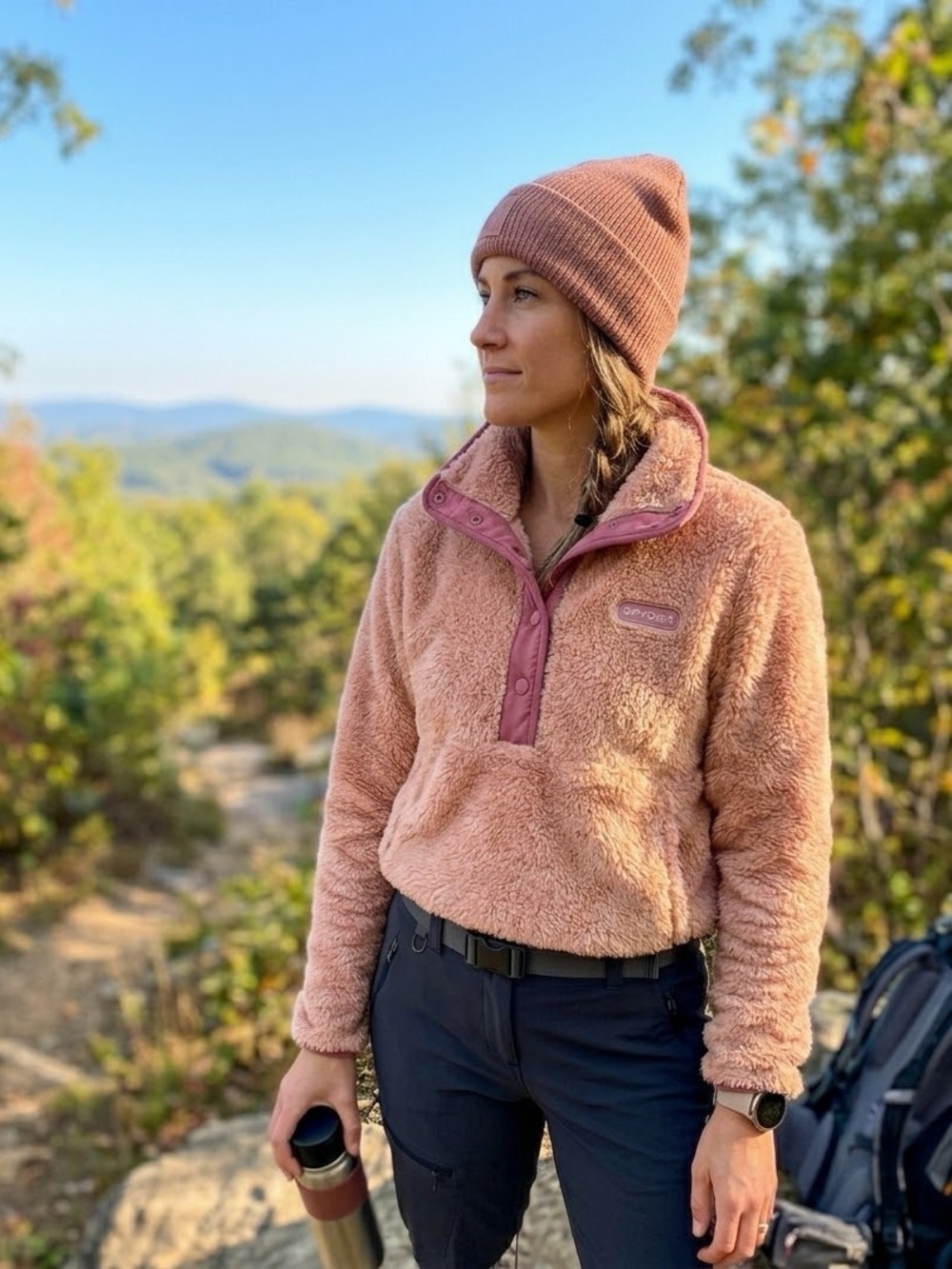 NWT Spyder Misty Rose High Pile Sherpa Fleece Snap Kangaroo Pocket Pullover XL